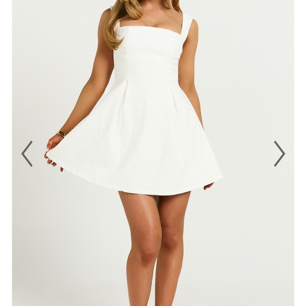 Showpo IDA MINI DRESS - WIDE STRAP STRAIGHT NECK BOW BACK DRESS